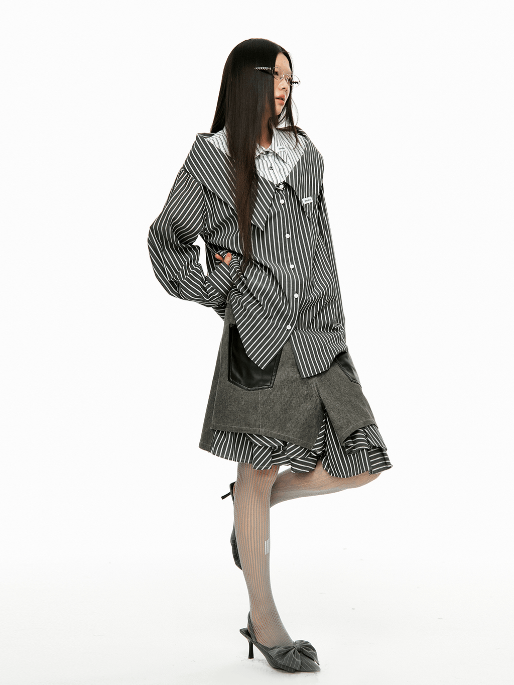 Detachable Off - Shoulder Striped Shirt - COPPING THREADS - Jikoo