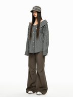 Detachable Off - Shoulder Striped Shirt - COPPING THREADS - Jikoo