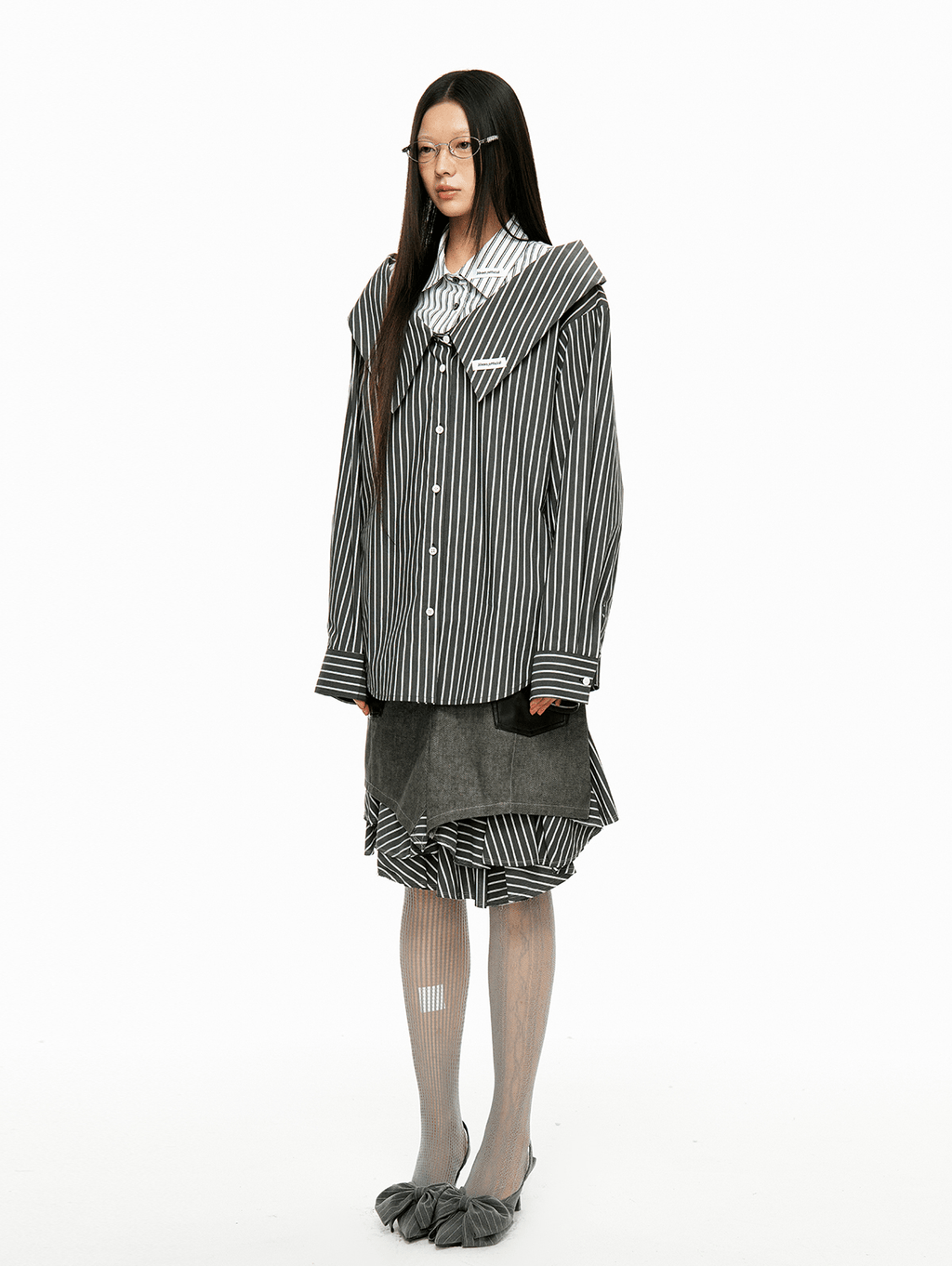 Detachable Off - Shoulder Striped Shirt - COPPING THREADS - Jikoo