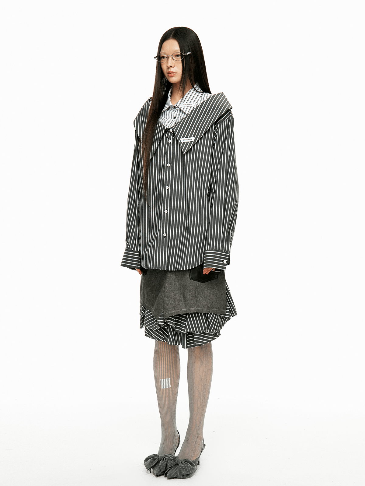 Detachable Off - Shoulder Striped Shirt - COPPING THREADS - Jikoo