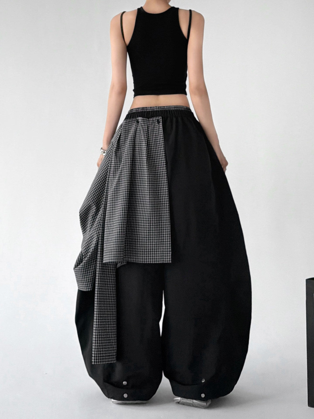 Detachable Plaid-Layer Wide-Leg Pants - CT6247 - COPPING THREADS - CT ORIGINALS