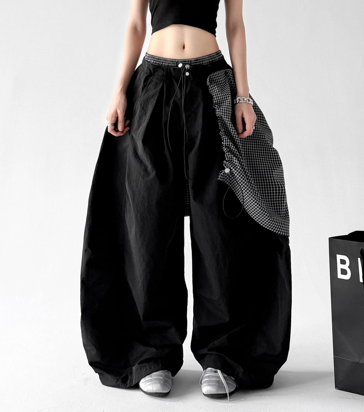 Detachable Plaid-Layer Wide-Leg Pants - CT6247 - COPPING THREADS - CT ORIGINALS 메인 이미지