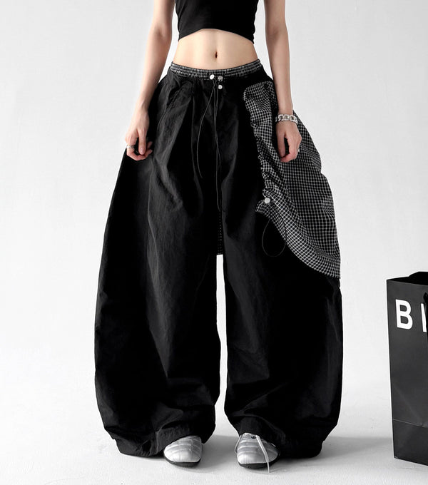 Detachable Plaid-Layer Wide-Leg Pants - CT6247 - COPPING THREADS - CT ORIGINALS