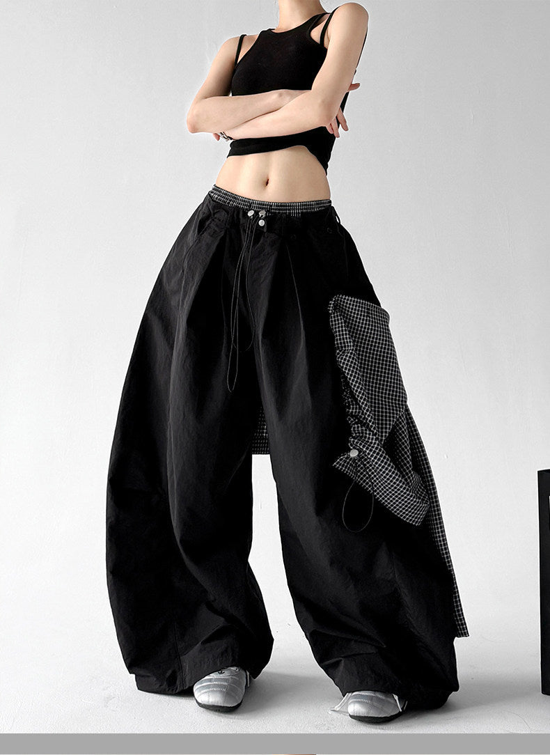 Detachable Plaid-Layer Wide-Leg Pants - CT6247 - COPPING THREADS - CT ORIGINALS
