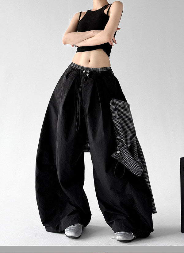 Detachable Plaid-Layer Wide-Leg Pants - CT6247 - COPPING THREADS - CT ORIGINALS