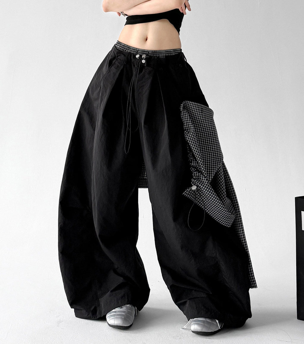 Detachable Plaid-Layer Wide-Leg Pants - CT6247 - COPPING THREADS - CT ORIGINALS