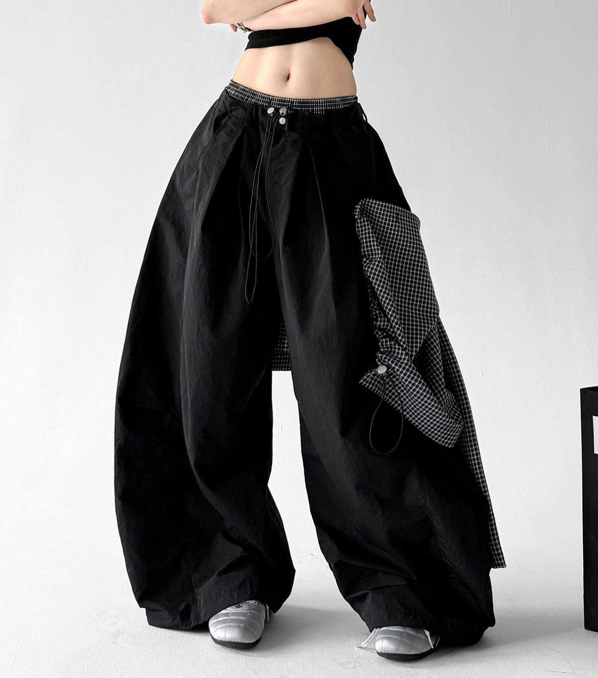 Detachable Plaid-Layer Wide-Leg Pants - CT6247 - COPPING THREADS - CT ORIGINALS