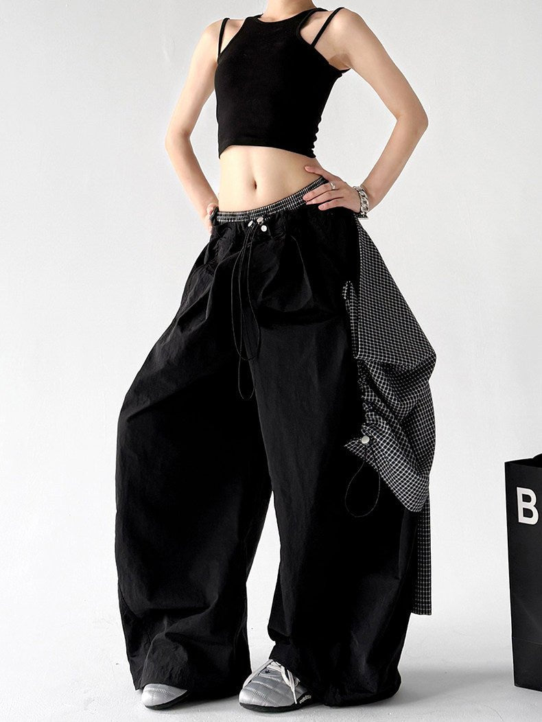Detachable Plaid-Layer Wide-Leg Pants - CT6247 - COPPING THREADS - CT ORIGINALS