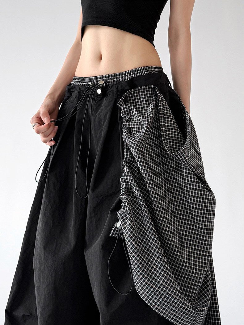 Detachable Plaid-Layer Wide-Leg Pants - CT6247 - COPPING THREADS - CT ORIGINALS