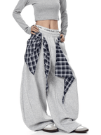 Detachable Plaid Wrap Baggy Wide‑Leg Sweatpants - COPPING THREADS - CT Select