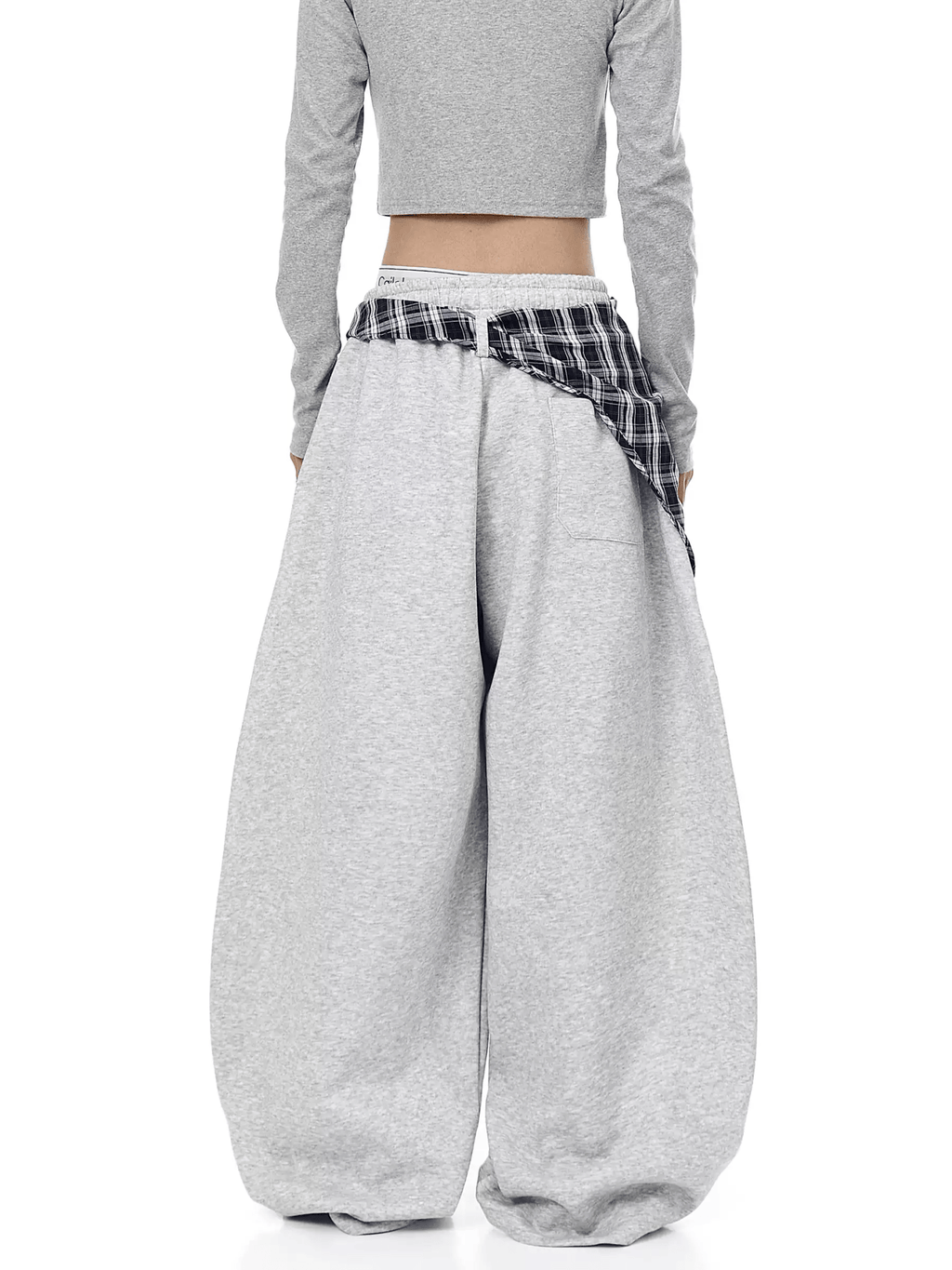 Detachable Plaid Wrap Baggy Wide‑Leg Sweatpants - COPPING THREADS - CT Select