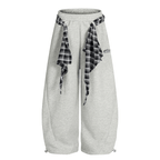 Detachable Plaid Wrap Baggy Wide‑Leg Sweatpants - COPPING THREADS - CT Select