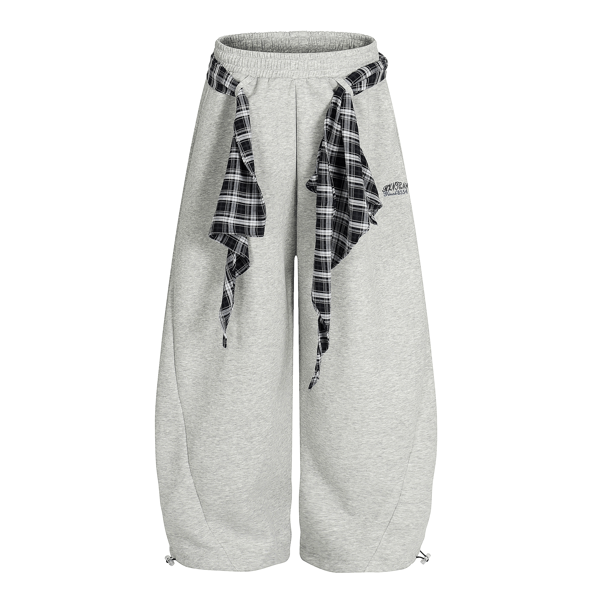 Detachable Plaid Wrap Baggy Wide‑Leg Sweatpants - COPPING THREADS - CT Select
