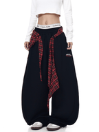 Detachable Plaid Wrap Baggy Wide‑Leg Sweatpants - COPPING THREADS - CT Select