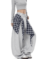 Detachable Plaid Wrap Baggy Wide‑Leg Sweatpants - COPPING THREADS - CT Select
