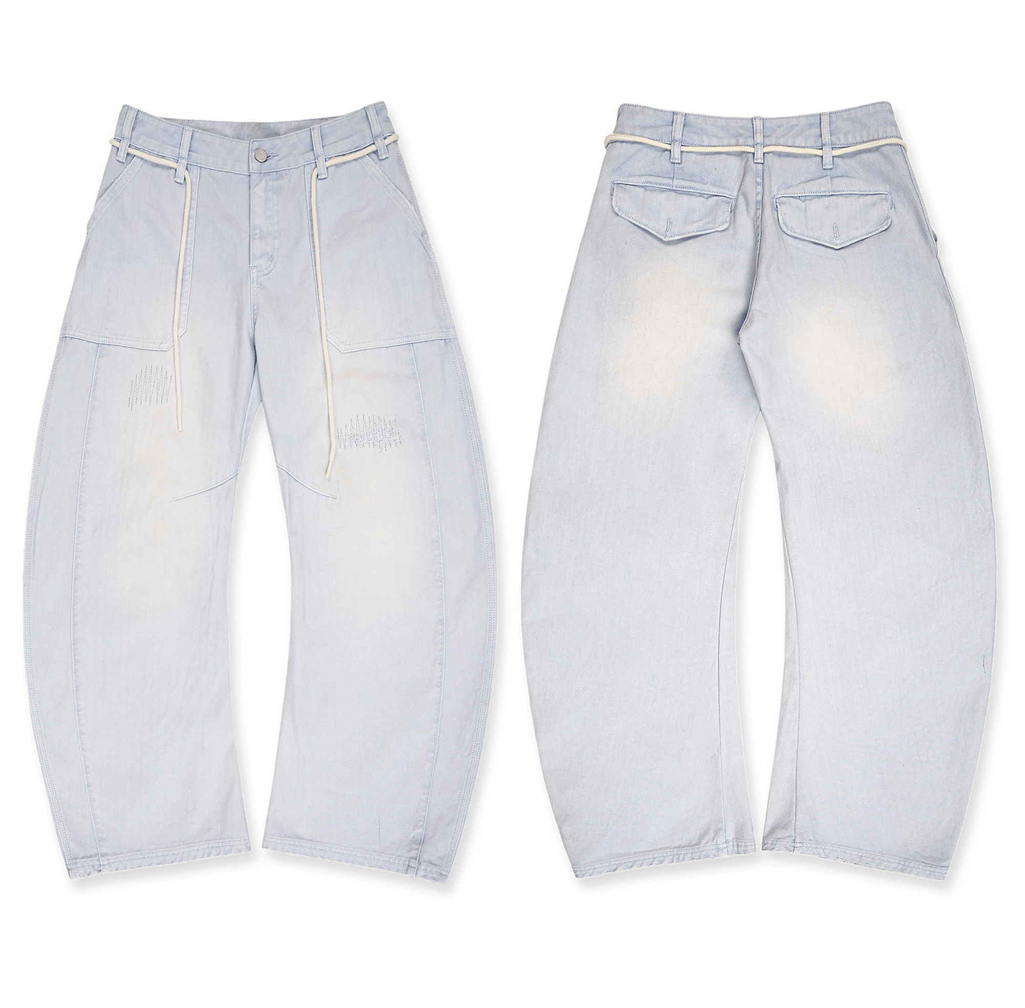 Detachable Rope Vintage Distressed Wide - Leg Pants - COPPING THREADS - MOROMORO