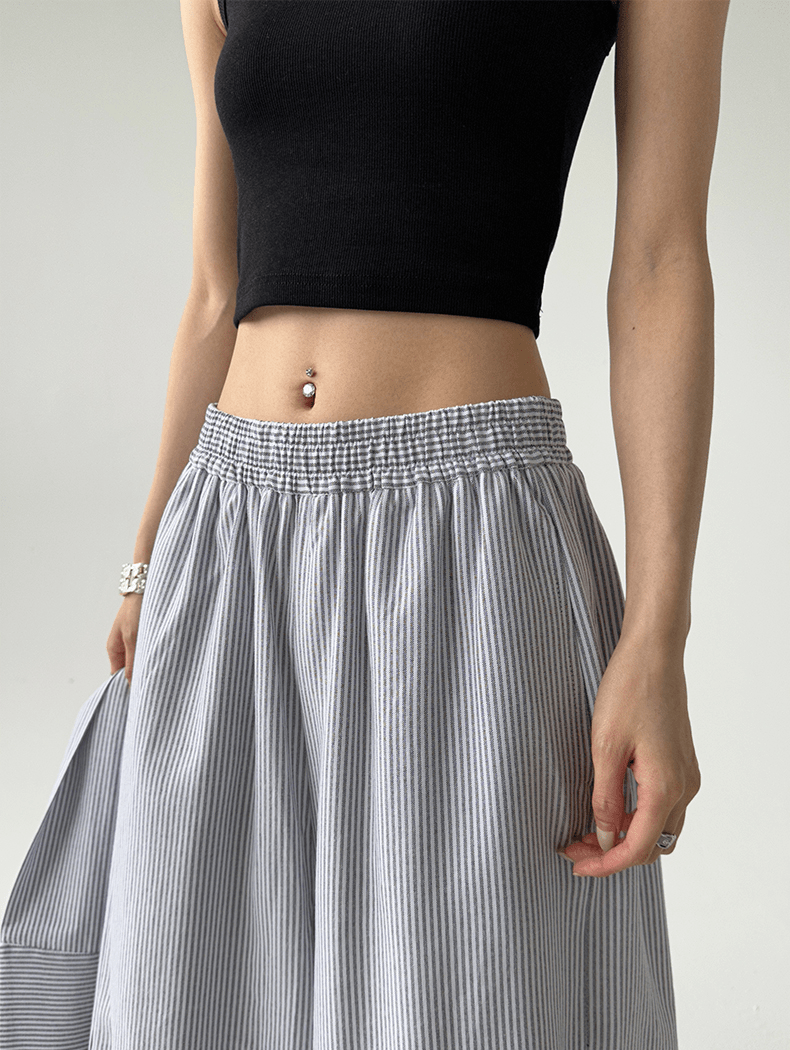 Detachable Tie Striped Wide‑Leg Pants - COPPING THREADS - CT Select