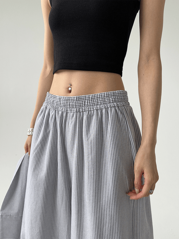 Detachable Tie Striped Wide‑Leg Pants - COPPING THREADS - CT Select