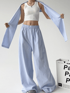 Detachable Tie Striped Wide‑Leg Pants - COPPING THREADS - CT Select