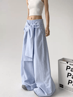 Detachable Tie Striped Wide‑Leg Pants - COPPING THREADS - CT Select