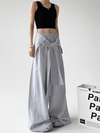 Detachable Tie Striped Wide‑Leg Pants - COPPING THREADS - CT Select