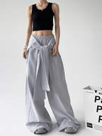 Detachable Tie Striped Wide‑Leg Pants - COPPING THREADS - CT Select