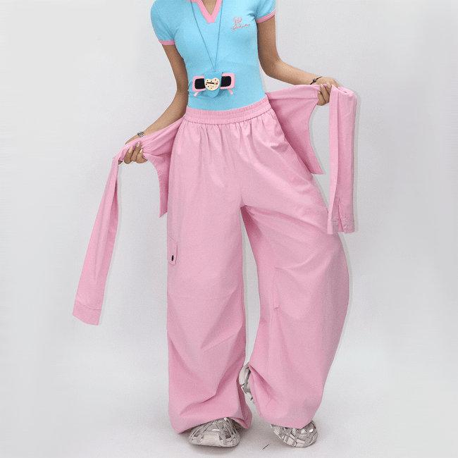 Detachable Tie-Waist Cargo Pants Main Image