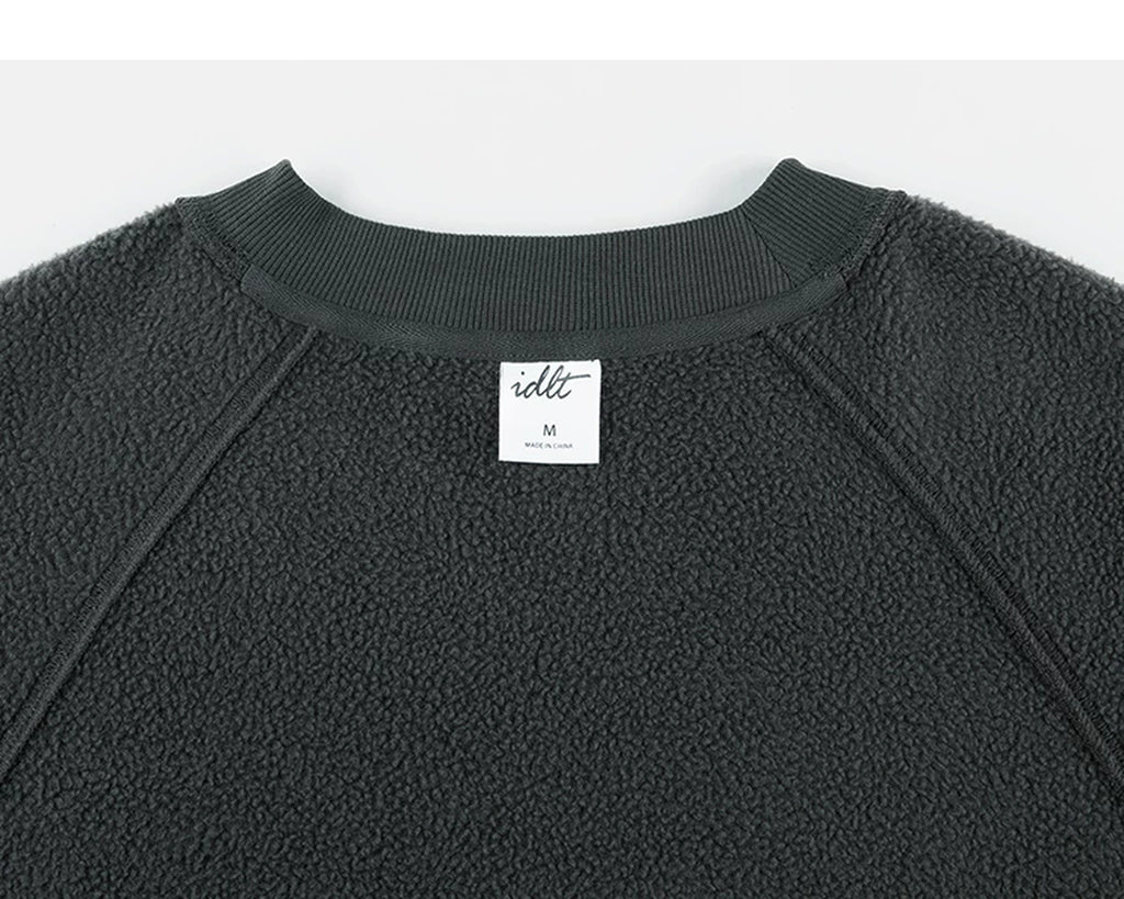 IDLT sweatshirt, dark green inner neckline and fleece.