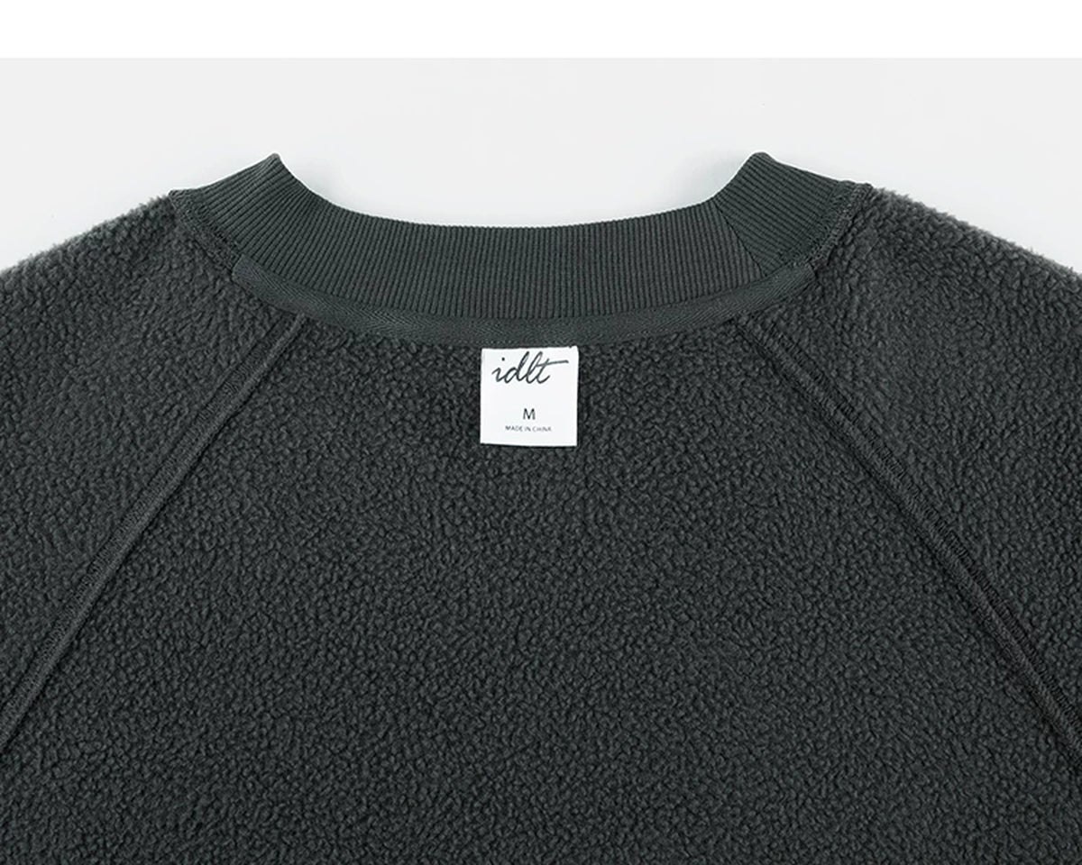 IDLT sweatshirt, dark green inner neckline and fleece.