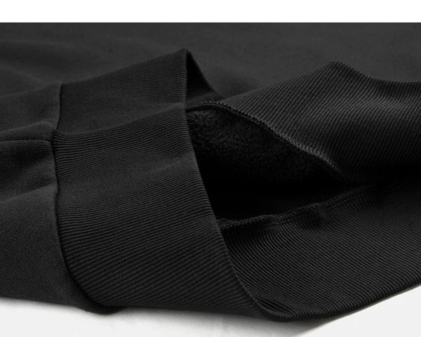 IDLT sweatshirt, black ribbed hem.