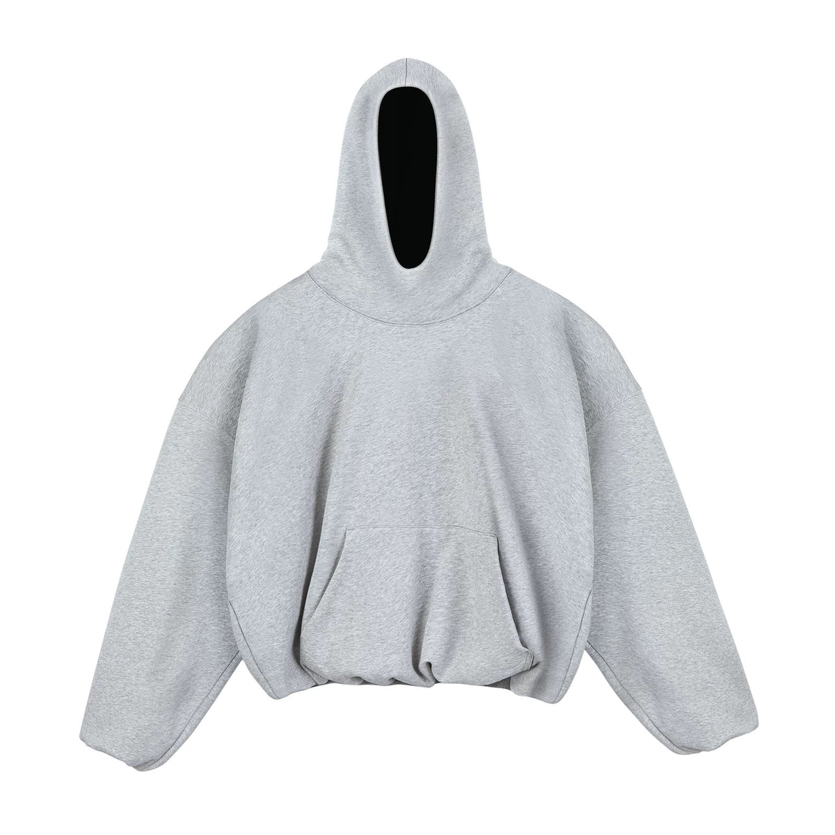 IDLT hoodie, heather gray front.