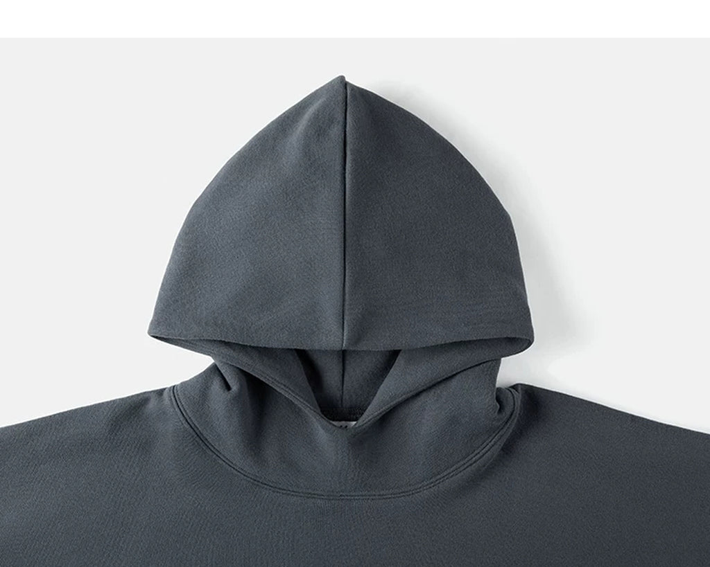 IDLT hoodie, blue gray hood and neckline.