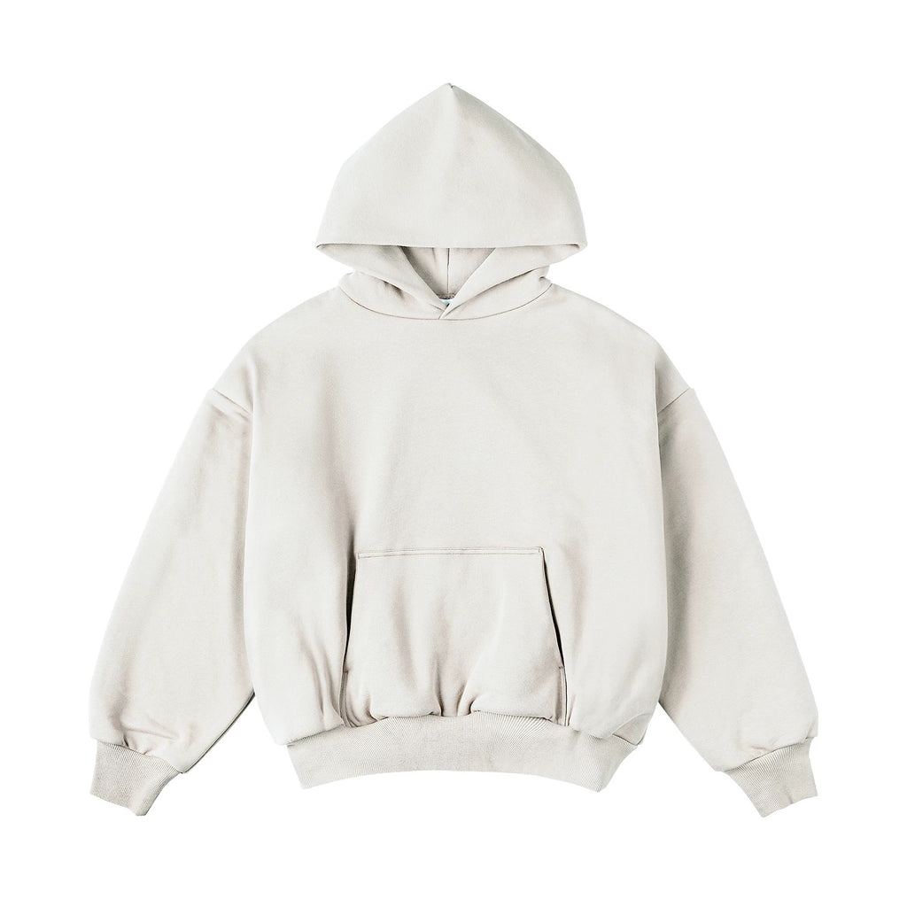 IDLT hoodie, cream front.