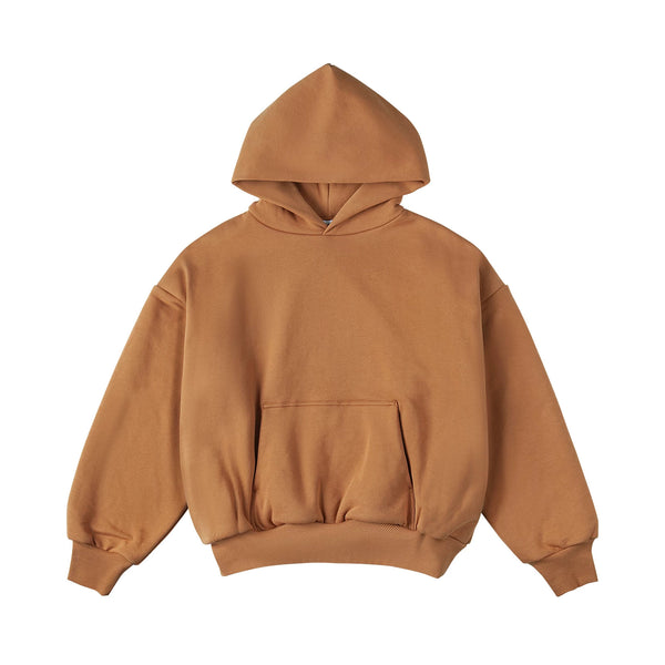 IDLT hoodie, camel front.
