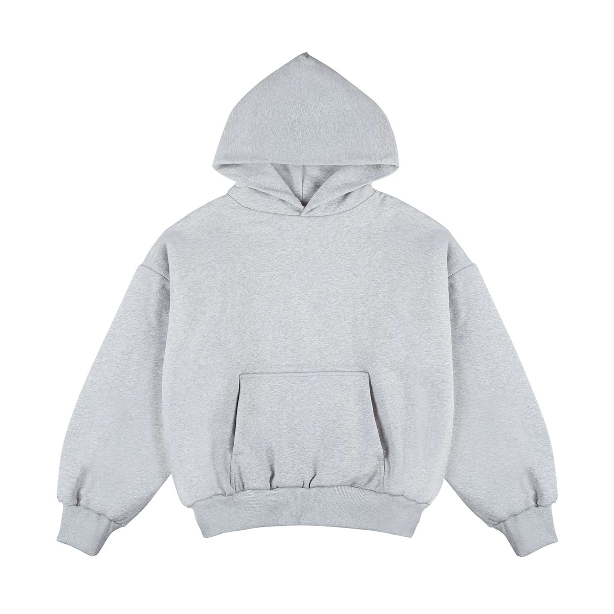 IDLT hoodie, heather gray front.