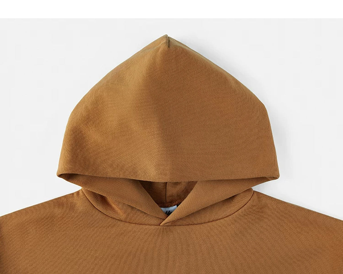 IDLT hoodie, camel hood.