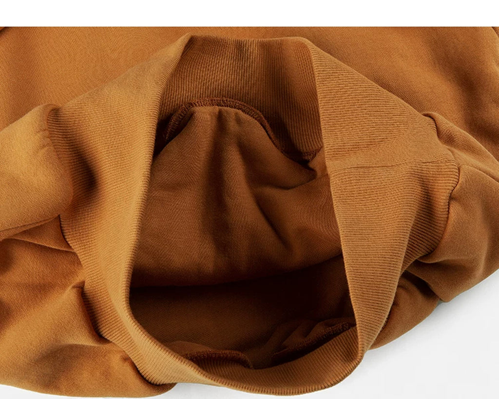 IDLT hoodie, camel inner hem.