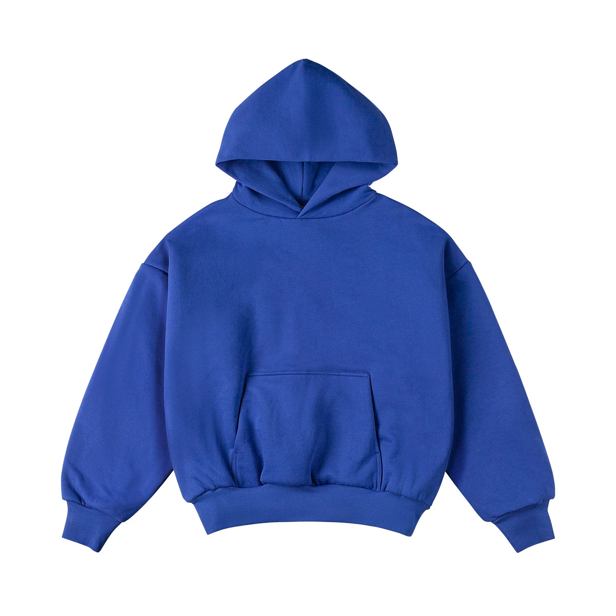 Cropped Double-Layer Hoodie, blue front view.