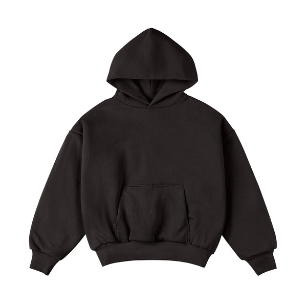Cropped Double-Layer Hoodie, coffee brown front view.