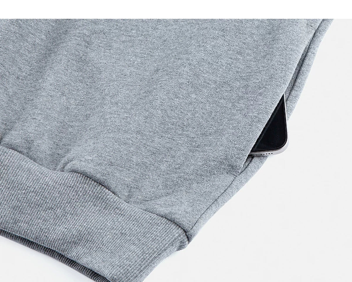 IDLT sweatshirt, heather gray side pocket.