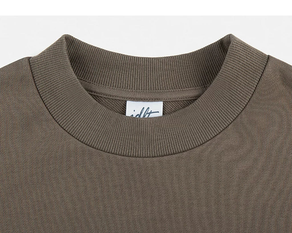 IDLT sweatshirt, brown crewneck.