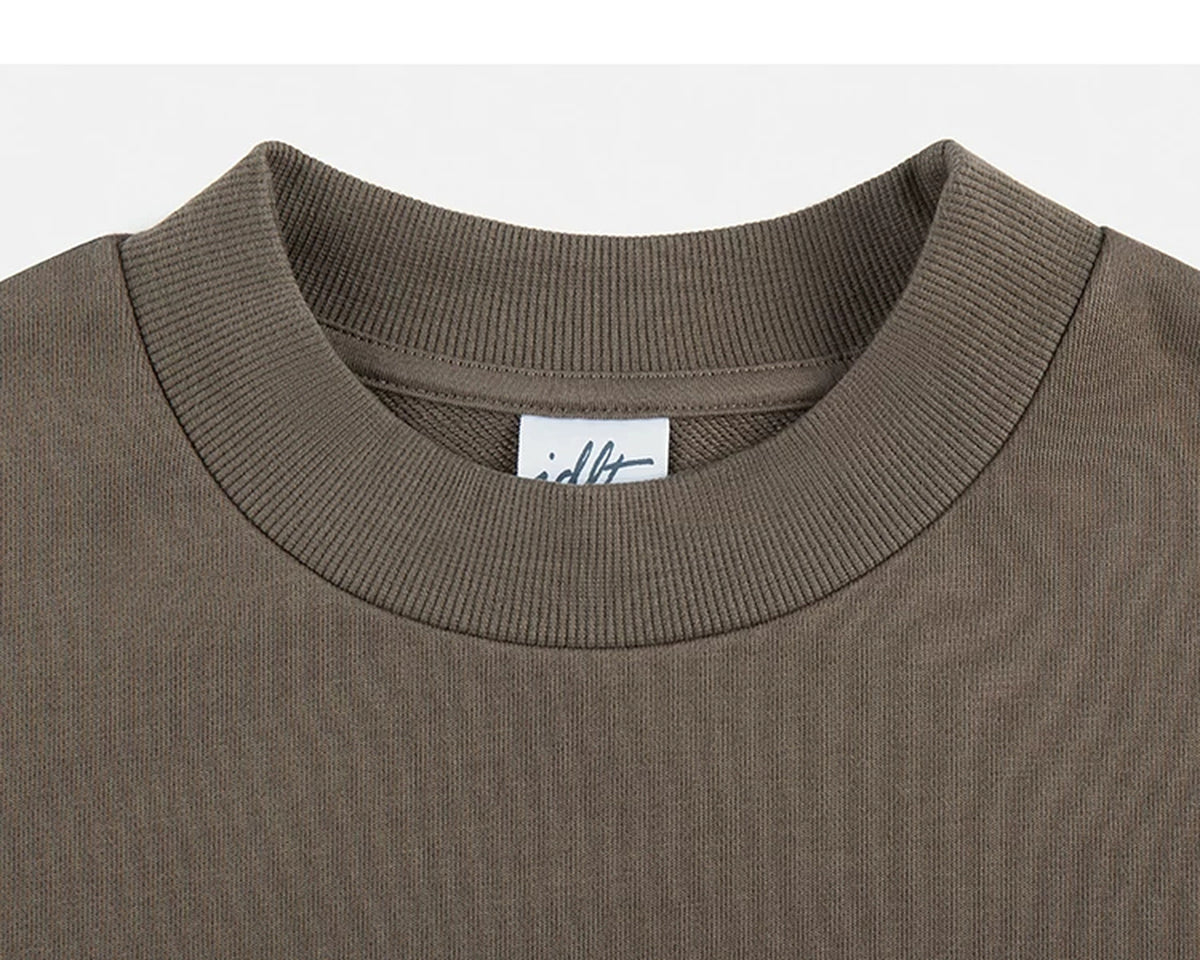 IDLT sweatshirt, brown crewneck.