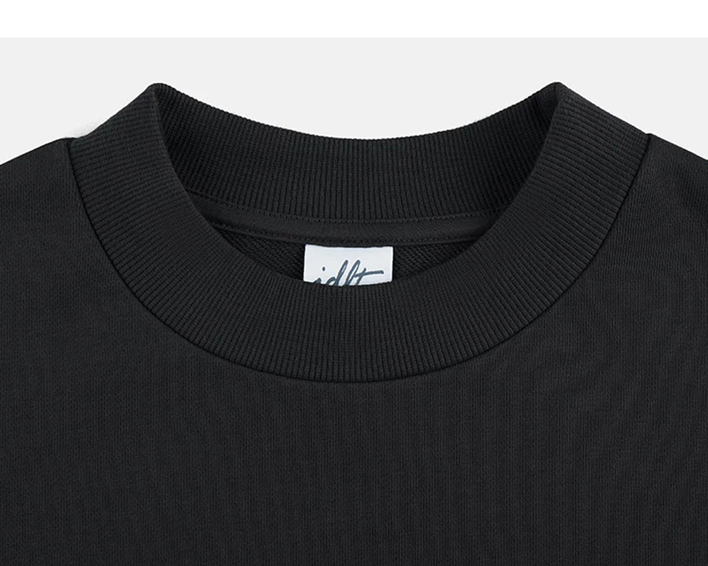 IDLT sweatshirt, black crewneck.