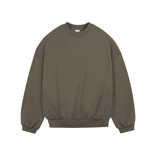 Boxy Drop-Shoulder Sweatshirt, brown front view.