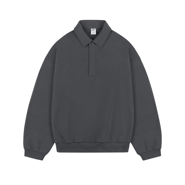 IDLT polo sweatshirt, dark gray front.