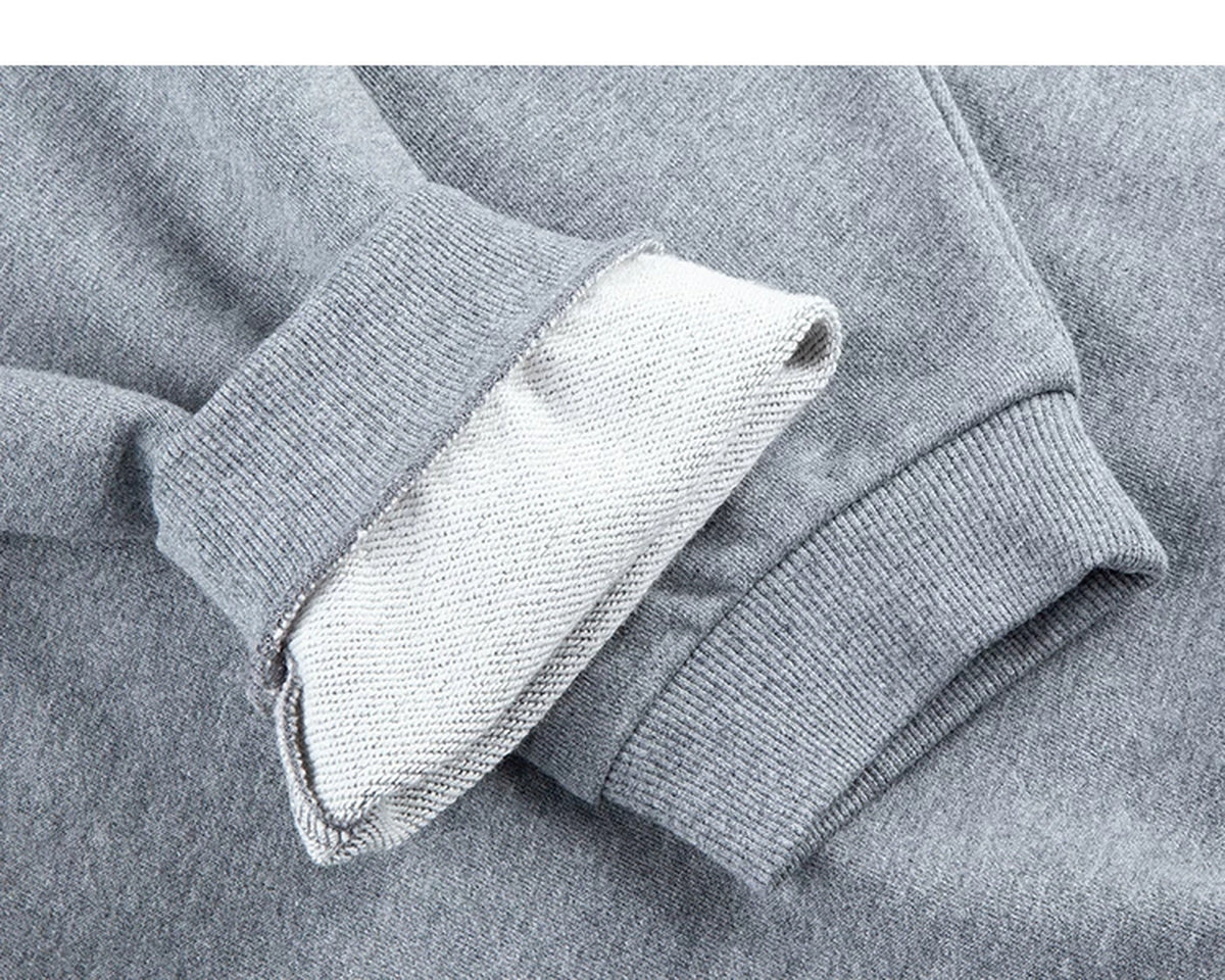 IDLT polo sweatshirt, heather gray turned cuffs.