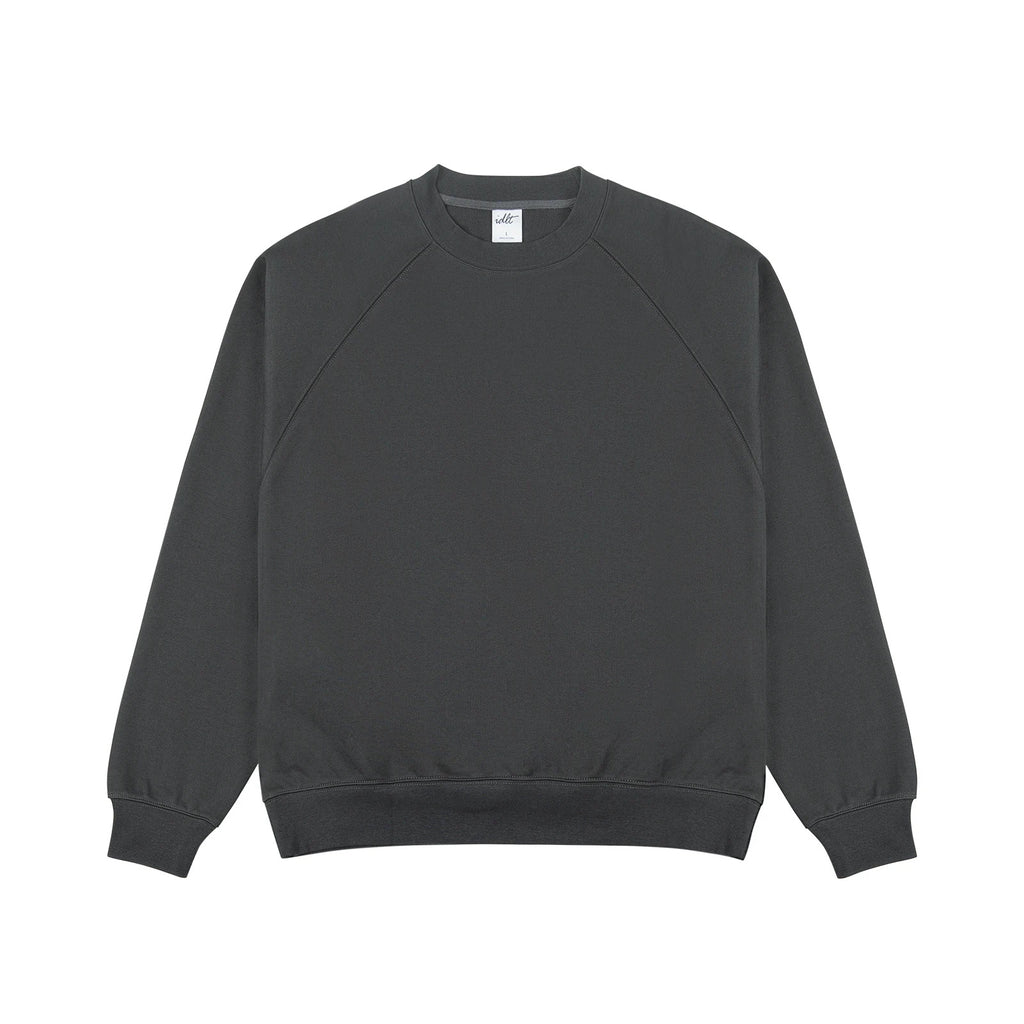 IDLT raglan sweatshirt, dark gray front.