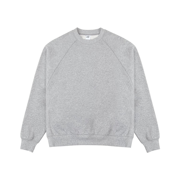 IDLT raglan sweatshirt, heather gray front.