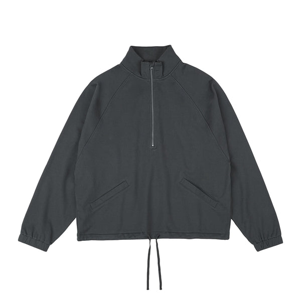 IDLT half zip sweatshirt, dark gray front.
