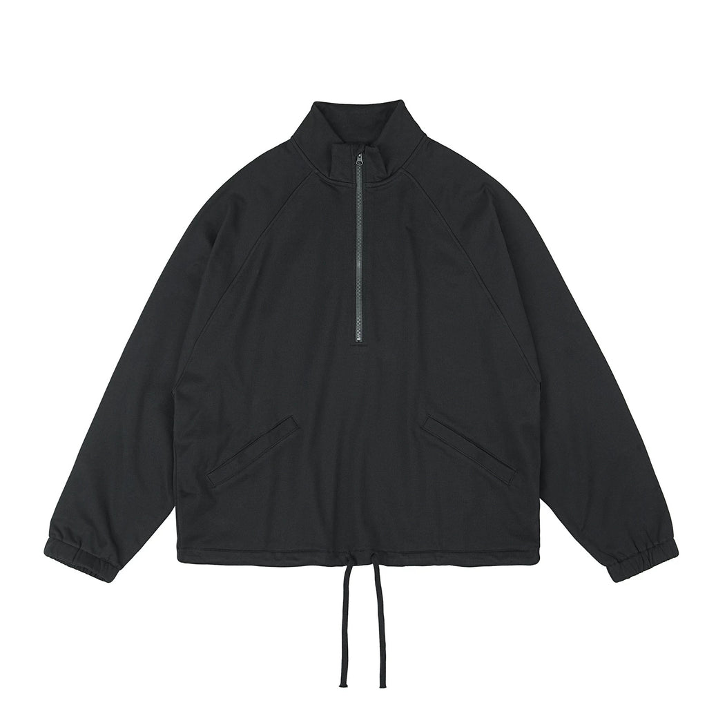 IDLT half zip sweatshirt, black front.